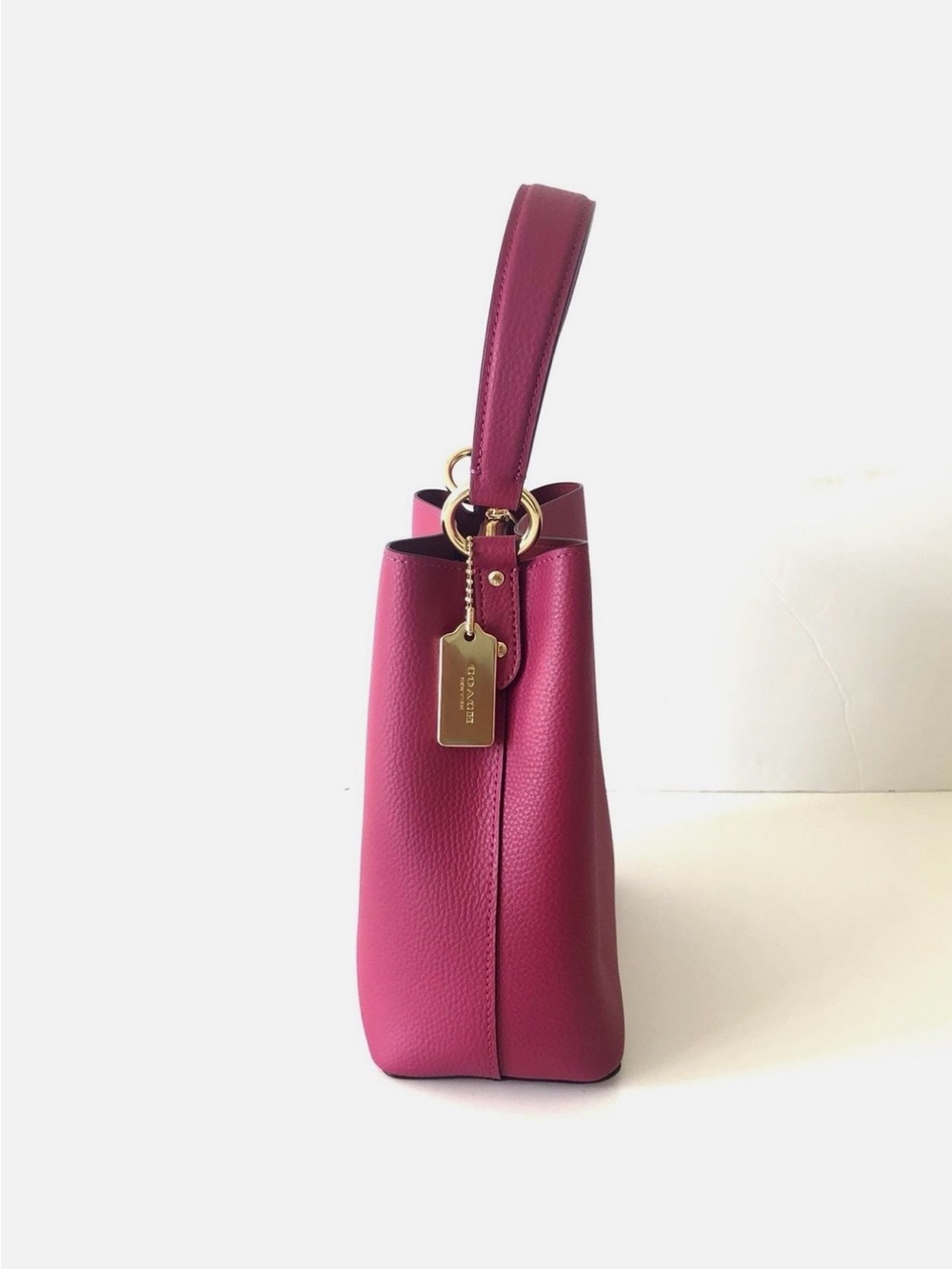 COACH Pebbled Leather Shoulder Bag in Berry Pink - Picture 2 of 4